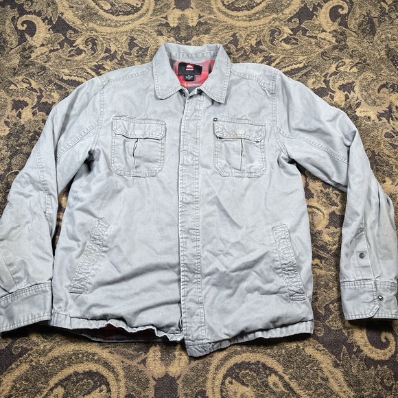 Quiksilver Plaid Lining Gray Button Shirt Jacket Men's Size XL - Picture 1 of 9